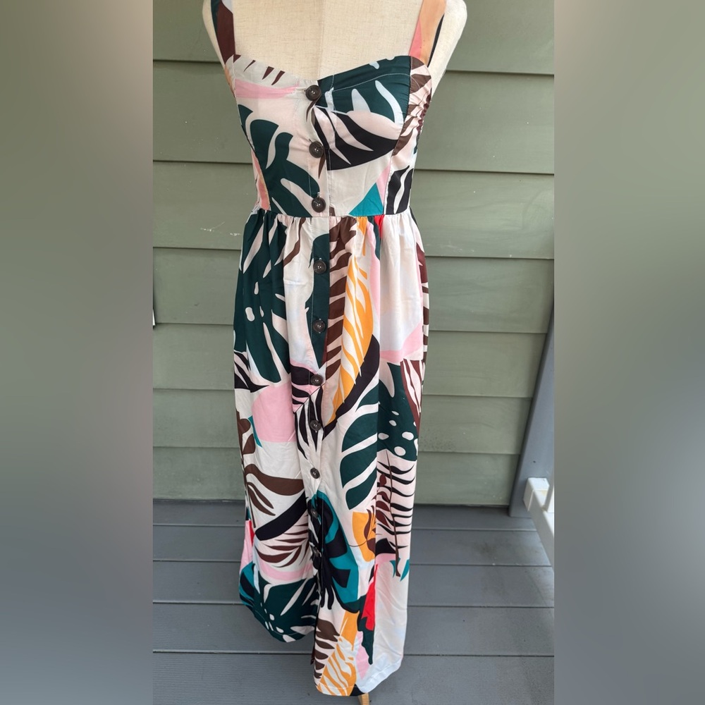 Tropical Button-Down Dress